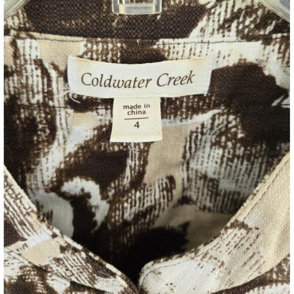Coldwater Creek Linen Blend Jacket Floral 3/4 Sleeves Round Neck - Picture 3 of 8
